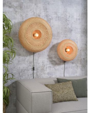 wandlamp, naturel, palawan, bamboe wandlamp, ronde wandlamp, happy home lampen