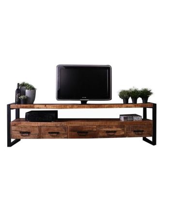 Industrieel tv meubel mangohout 210cm