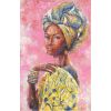 Schilderij ter Halle, Afrikaanse vrouw roze