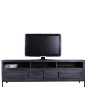 Zwart tv meubel mangohout met twee lades en twee deuren