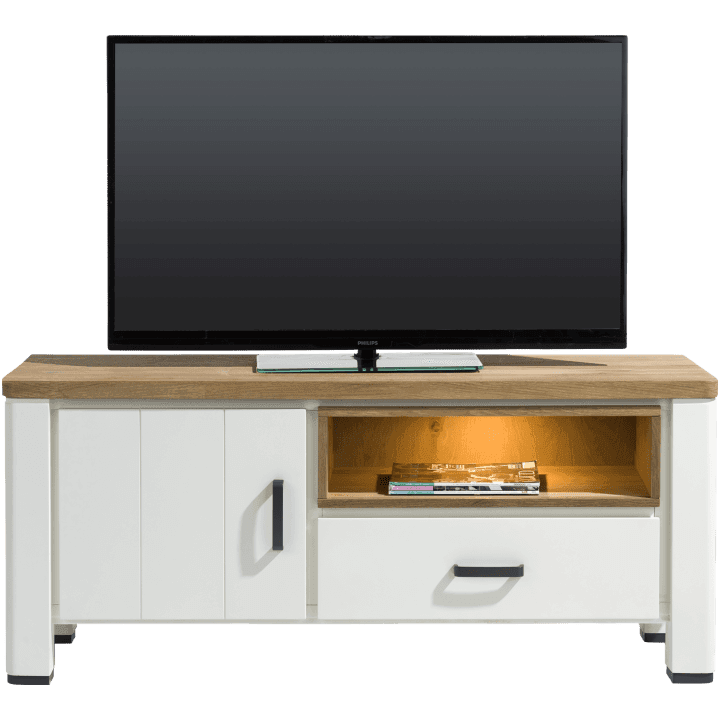 Tv meubel arizona, wit met eikenhout