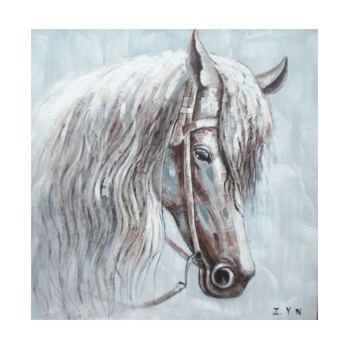 white horse olieverf schilderij happy home