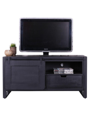 Industrieel tv meubel mangohout zwart